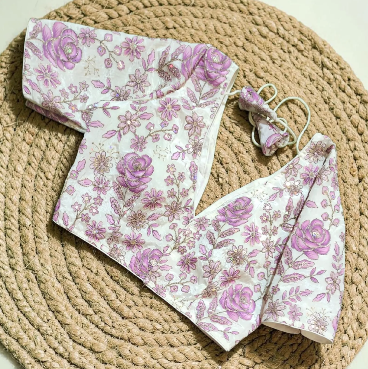 Readymade Floral Saree Blouse | Padded, Size 36–46 | Indian Wedding Blouse UK