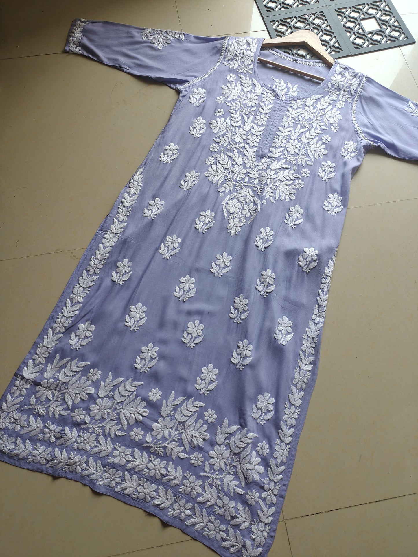 Tarini Chikankari Kurta - Radiant like a lavender bloom.