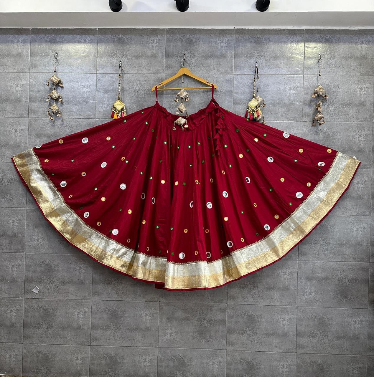 Jagmag Pure Rayon Cotton Chaniya | Hand Aari & Mirror Work