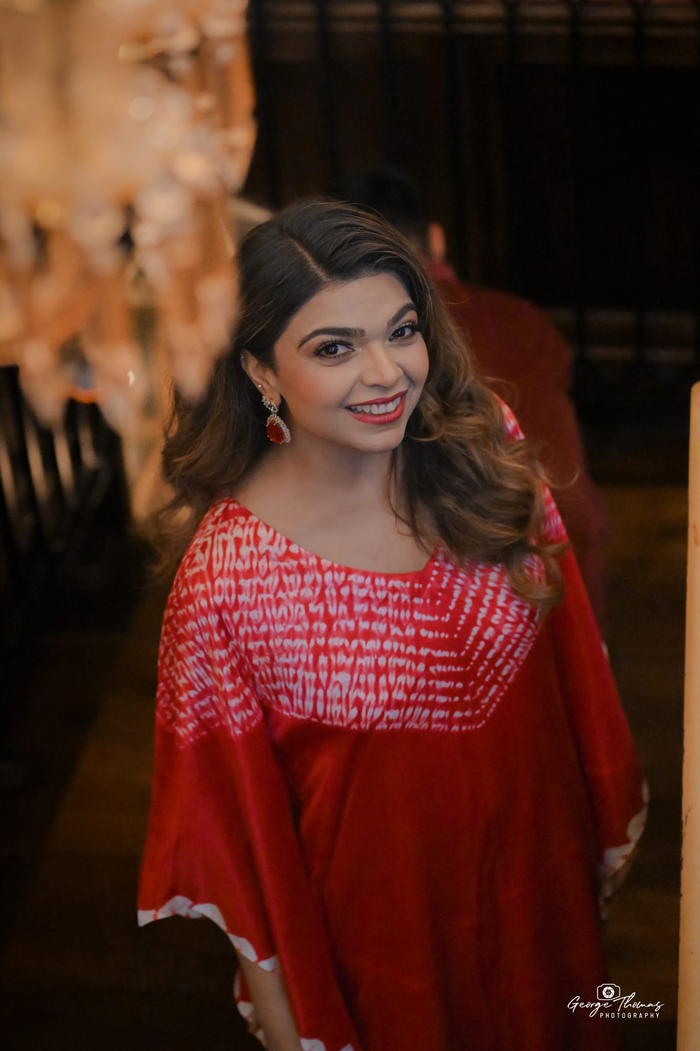 Crimson Red Bandhej Kaftan