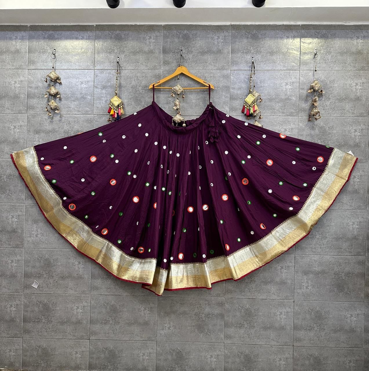 Jagmag Pure Rayon Cotton Chaniya | Hand Aari & Mirror Work