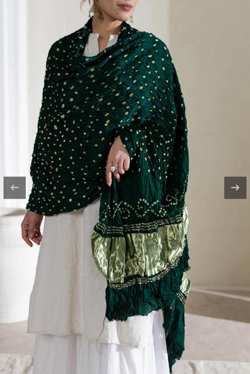 Neeraya Pure Modal Silk Bandhani Dani Dupatta with Zari Lagdi Patta