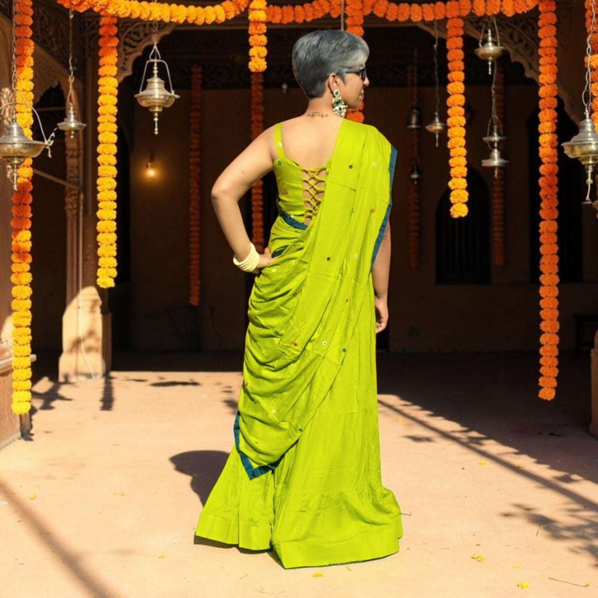 Navratri Lehenga Choli Set | Spaghetti Strap Backless Blouse | Navratri Garba Dress | Ready to Ship | Indian Ethnic Wear