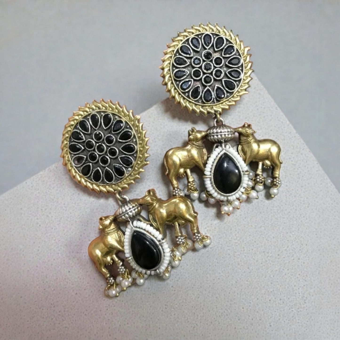 Artisan Dual-Tone Statement Earrings