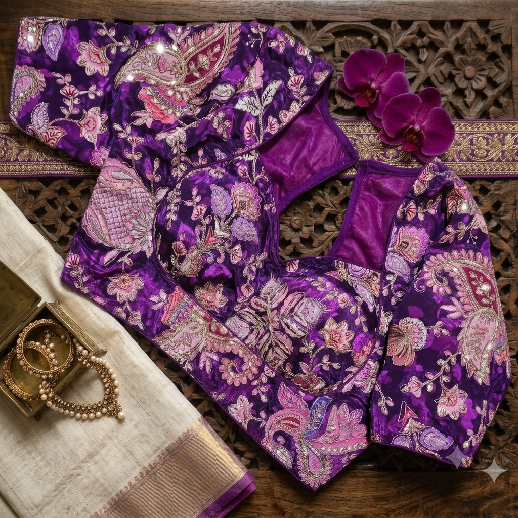 Readymade Floral Saree Blouse | Padded, Size 36 to 46 | Indian Wedding Blouse UK