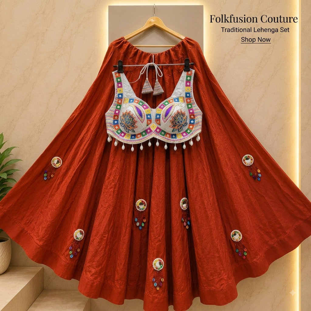 Navratri Lehenga Choli Set | Elite Cut Blouse | Navratri Garba Dress | Pre-Order | Indian Ethnic Wear