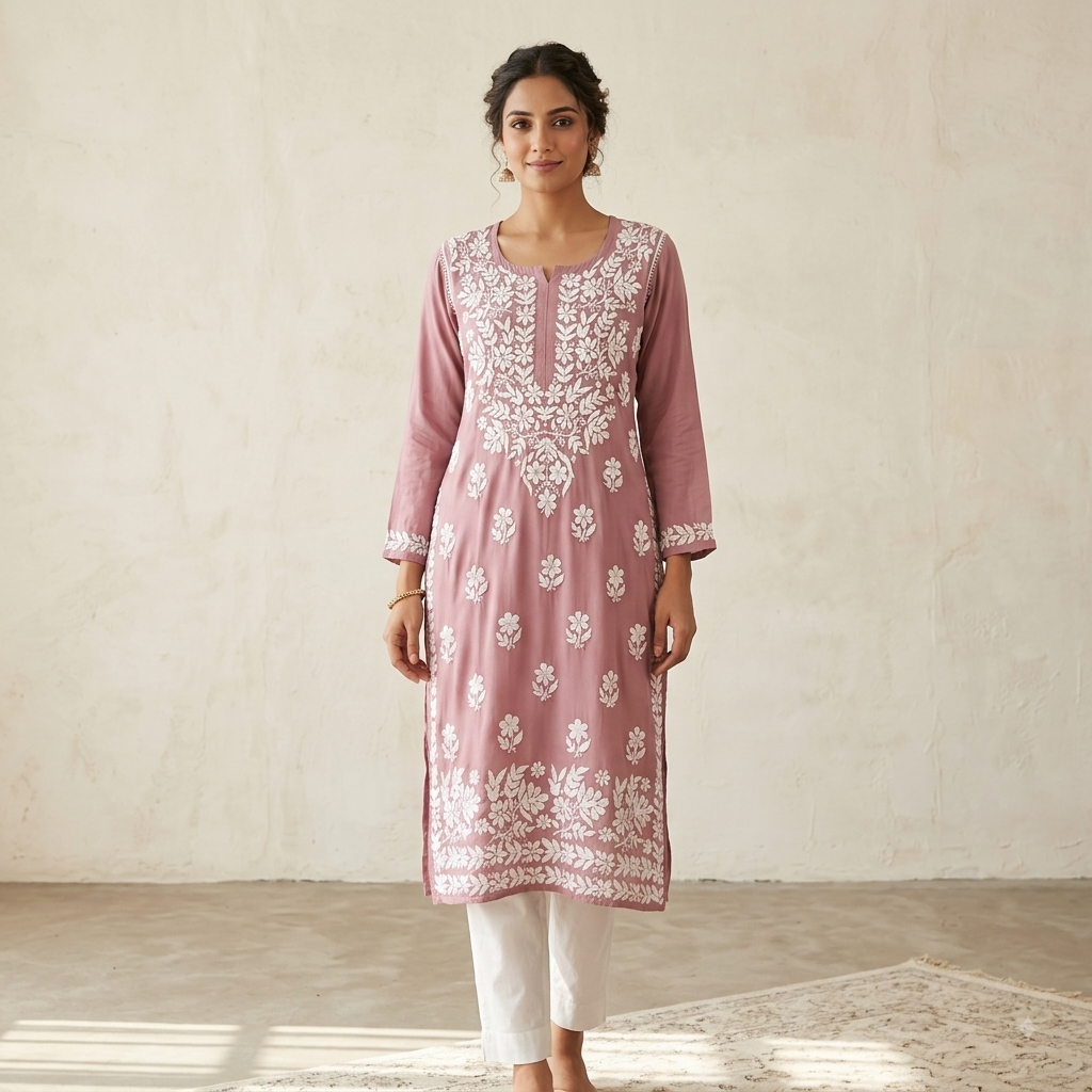 Suhani Mauve Chikankari Kurta