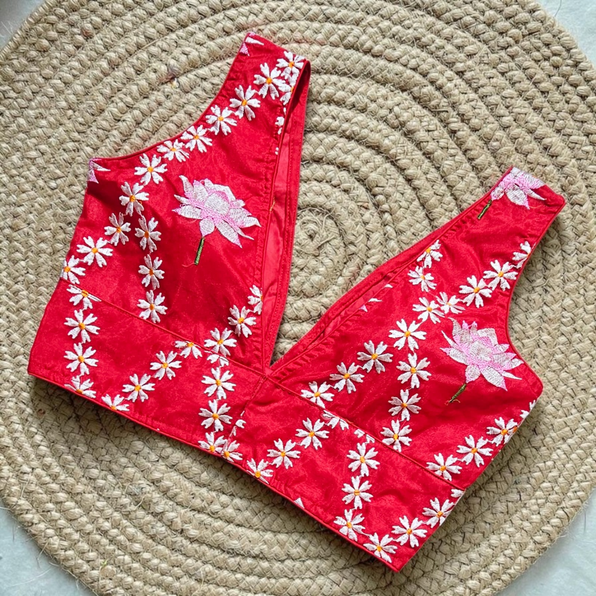 Readymade Saree Blouse | Padded, Size 36 to 46 | Sleeveless Deep V Neck Blouse UK