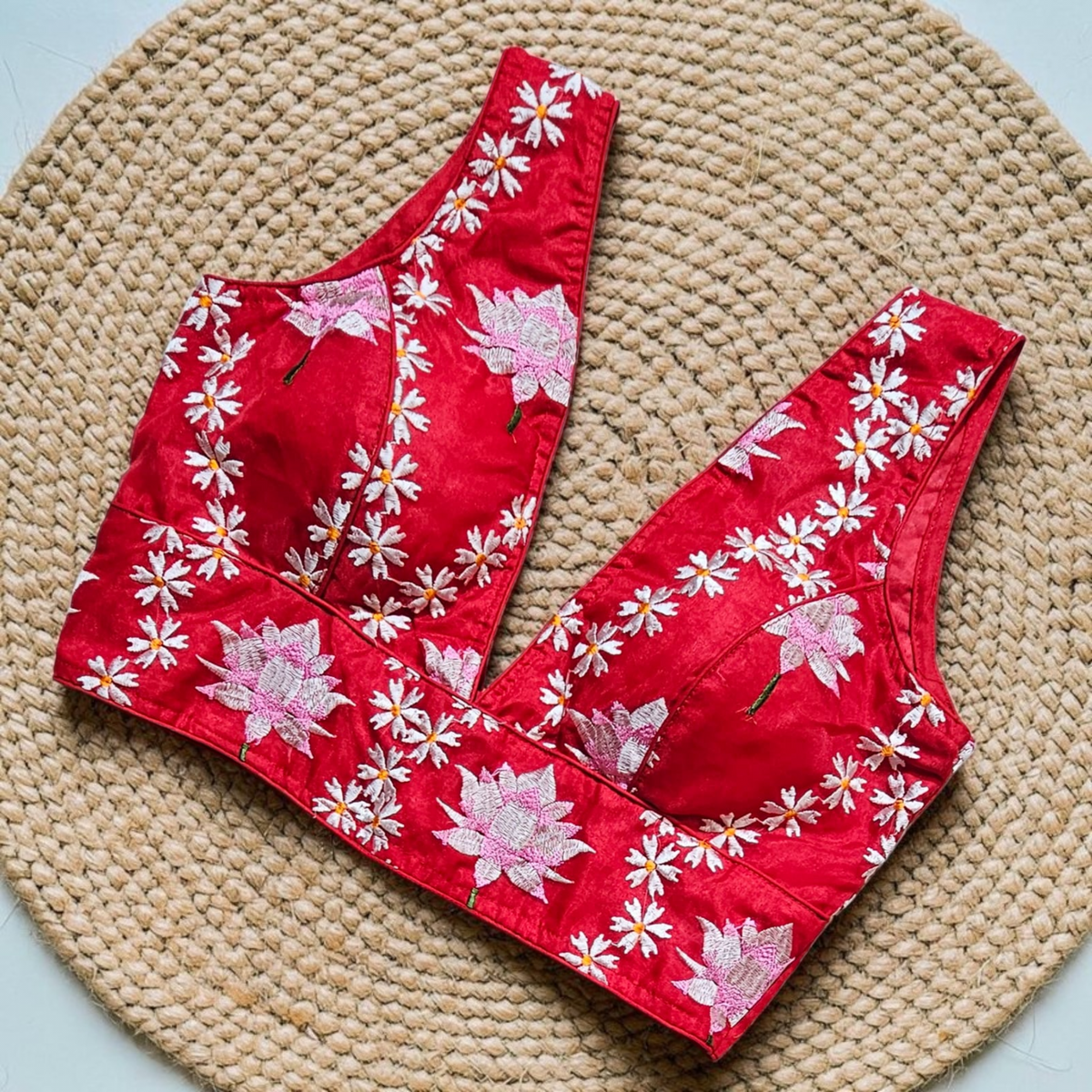 Readymade Saree Blouse | Padded, Size 36 to 46 | Sleeveless Deep V Neck Blouse UK