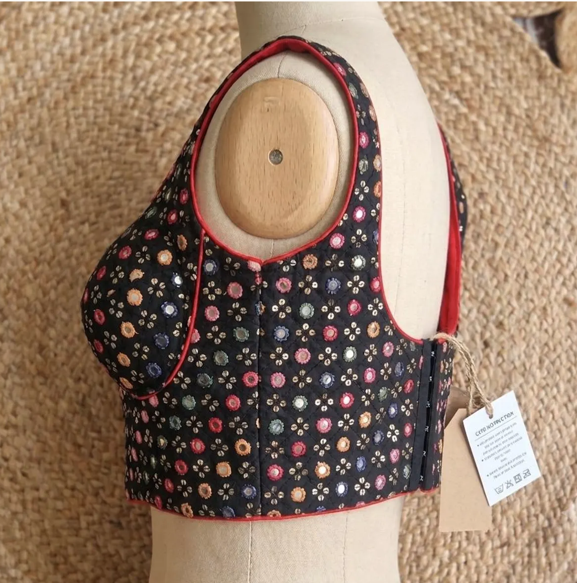 Readymade Saree Blouse | Padded, Size 36–46 | Sleeveless Sabyasachi Cut Blouse UK