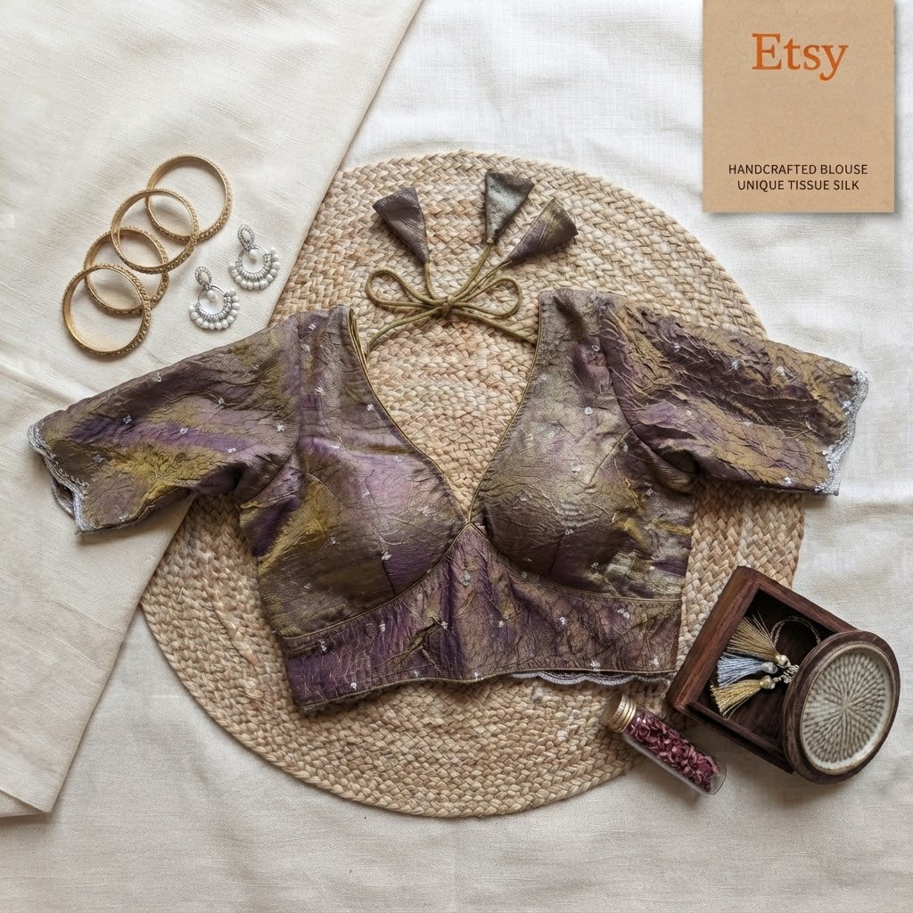 Readymade Fendi Silk Saree Blouse | Padded, Size 36-46 | Indian Wedding Blouse UK