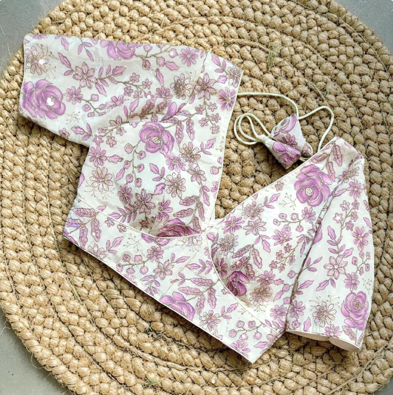 Readymade Floral Saree Blouse | Padded, Size 36–46 | Indian Wedding Blouse UK