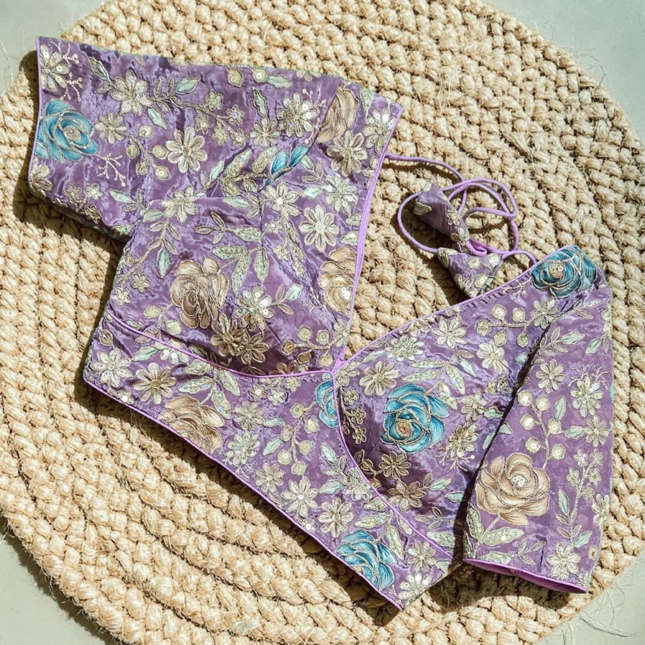 Readymade Floral Saree Blouse | Padded, Size 36–46 | Indian Wedding Blouse UK