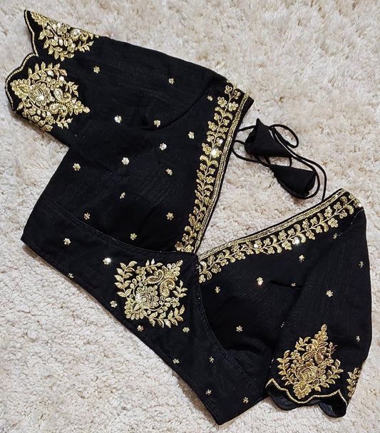 Readymade Zari Work Saree Blouse | Padded, Size 36-46 | Indian Wedding Blouse UK