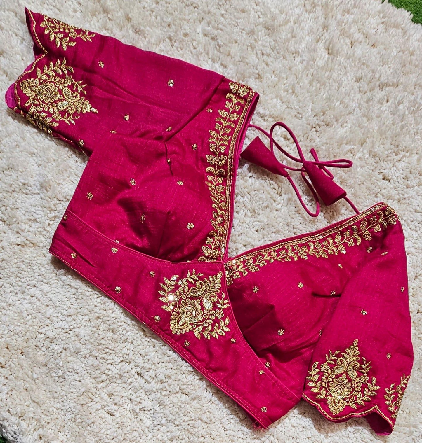 Readymade Zari Work Saree Blouse | Padded, Size 36-46 | Indian Wedding Blouse UK