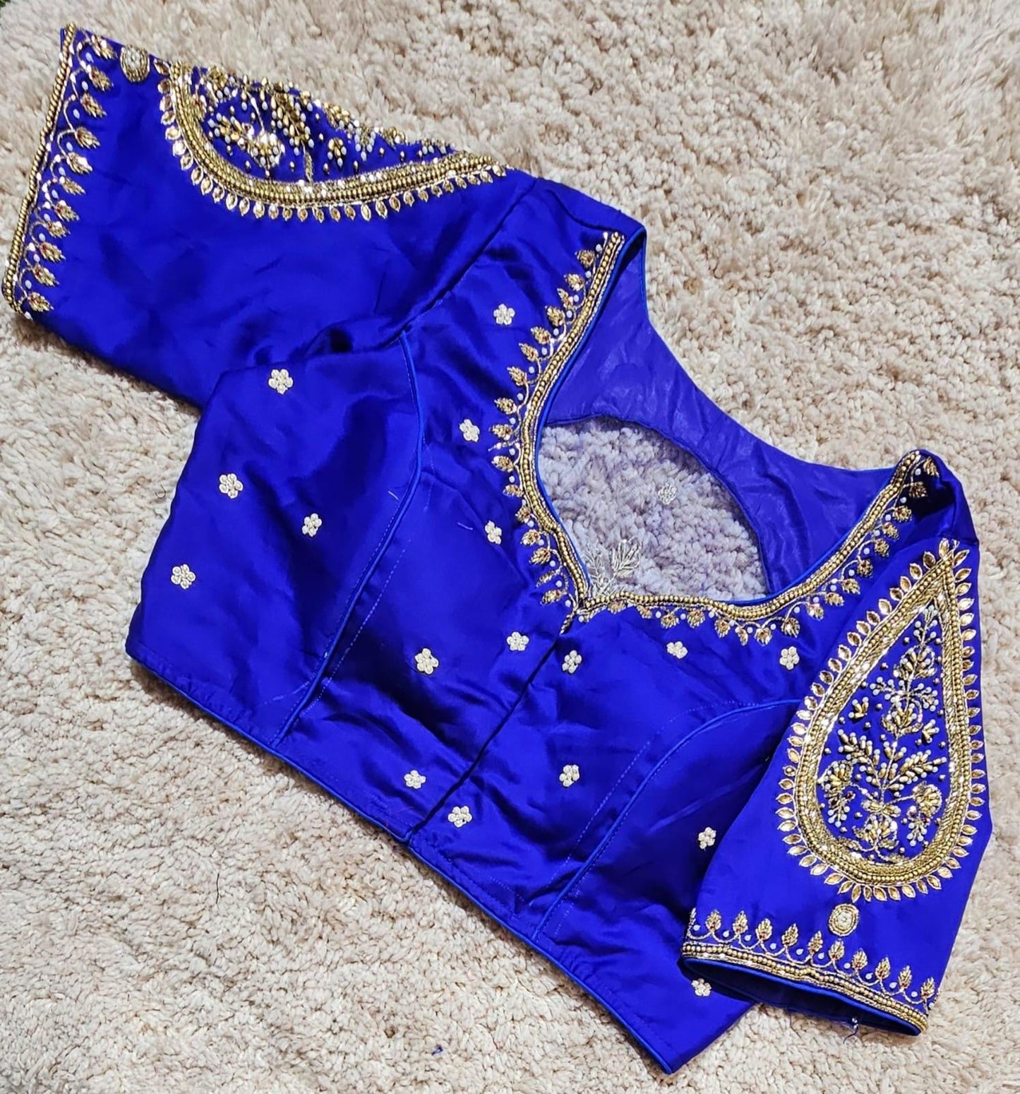 Readymade Aari Work Saree Blouse | Padded, Size 36-46 | Indian Wedding Blouse UK