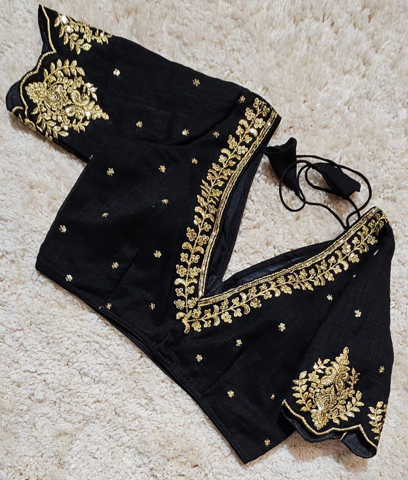 Readymade Zari Work Saree Blouse | Padded, Size 36-46 | Indian Wedding Blouse UK