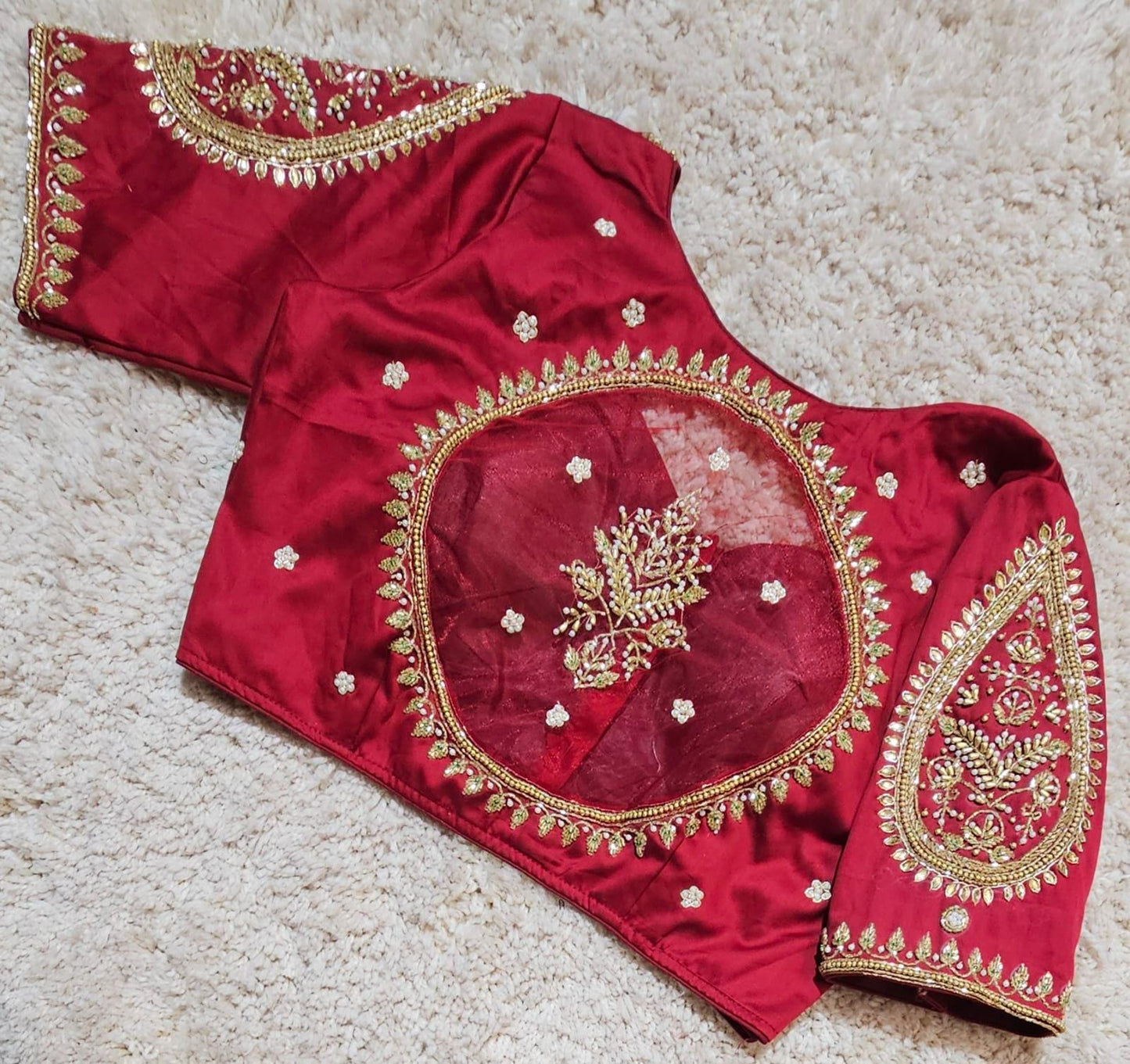 Readymade Aari Work Saree Blouse | Padded, Size 36-46 | Indian Wedding Blouse UK