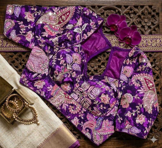 Readymade Floral Saree Blouse | Padded, Size 36-46 | Indian Wedding Blouse UK