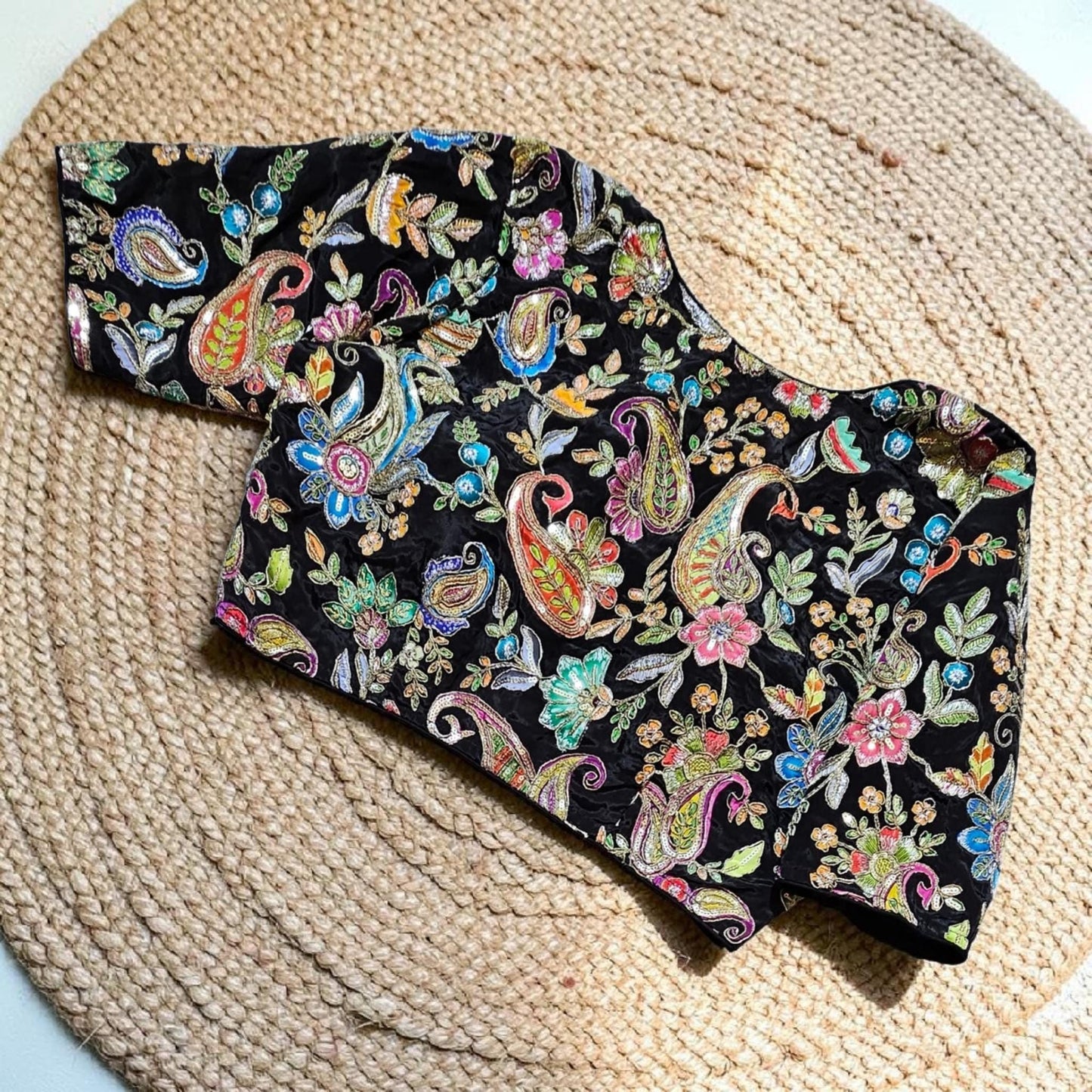 Readymade Floral Saree Blouse | Padded, Size 3646 | Indian Wedding Blouse UK