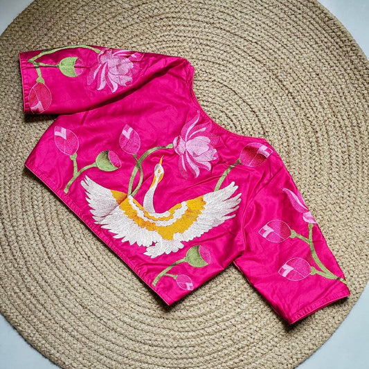 Readymade Embroidered Saree Blouse | Non-Padded, Size 38-46 | Indian Wedding Blouse UK