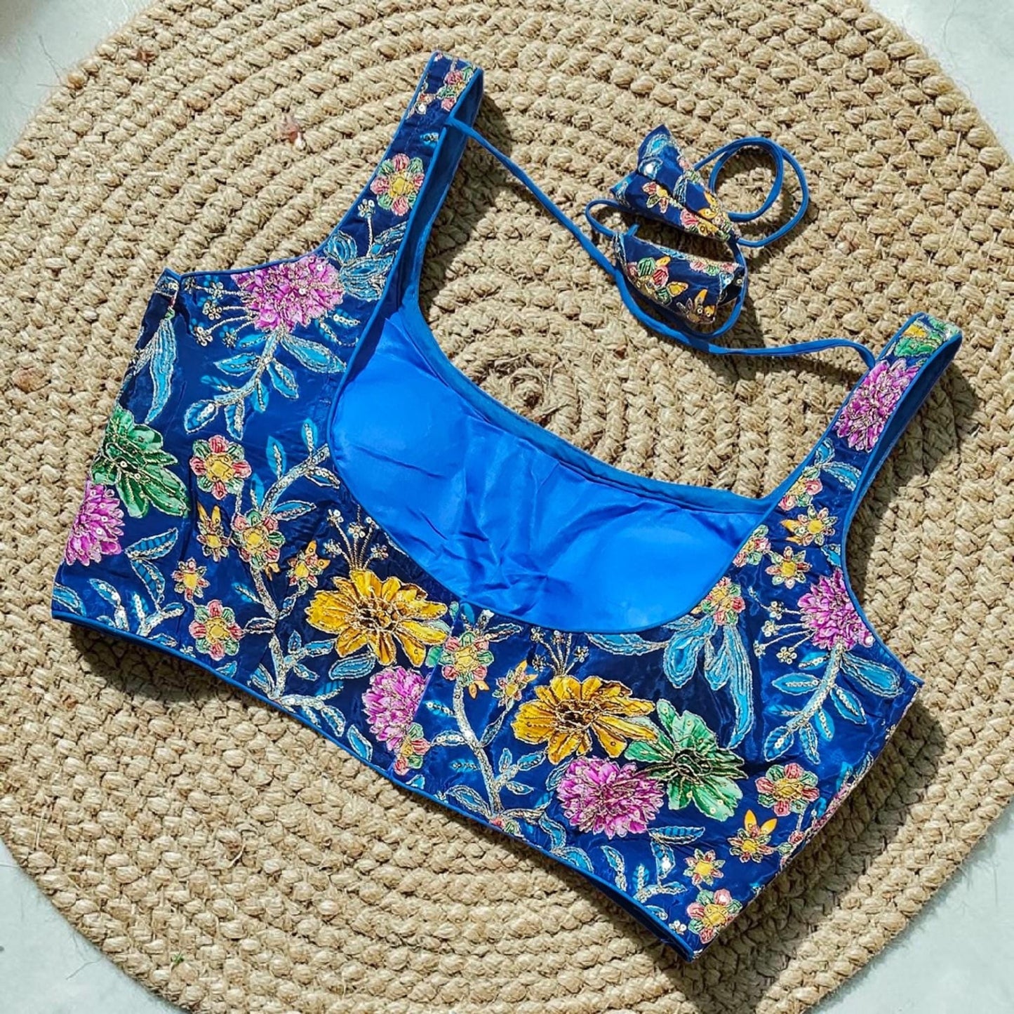 Readymade Floral Saree Blouse | Padded, Size 36-46 | Indian Wedding Blouse UK
