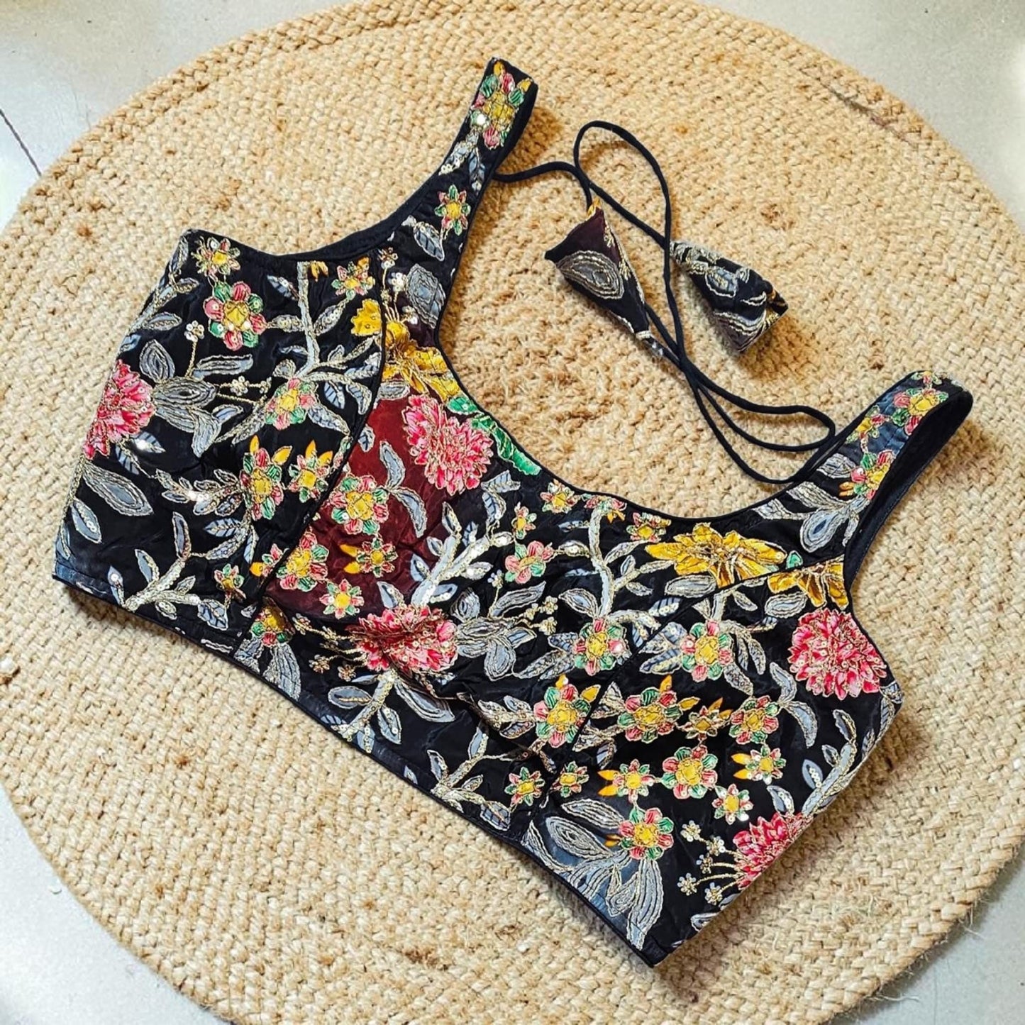 Readymade Floral Saree Blouse | Padded, Size 36-46 | Indian Wedding Blouse UK