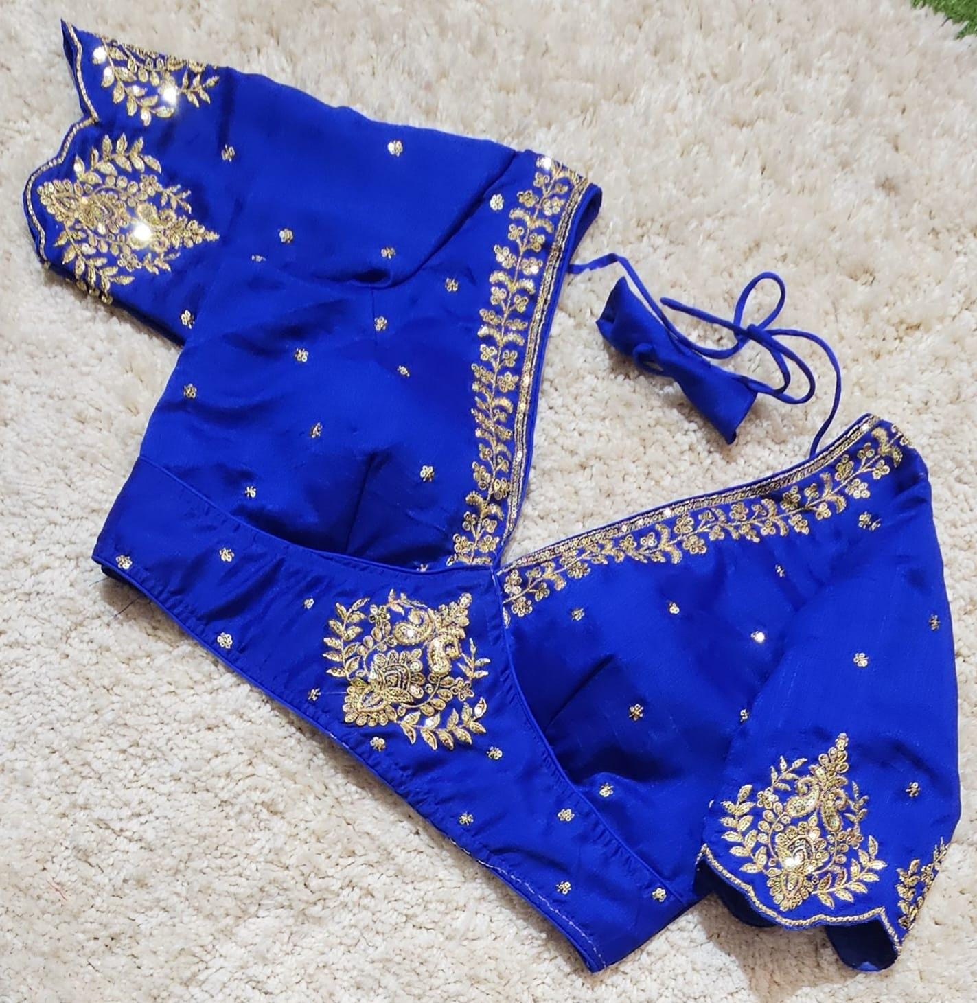 Readymade Zari Work Saree Blouse | Padded, Size 36-46 | Indian Wedding Blouse UK