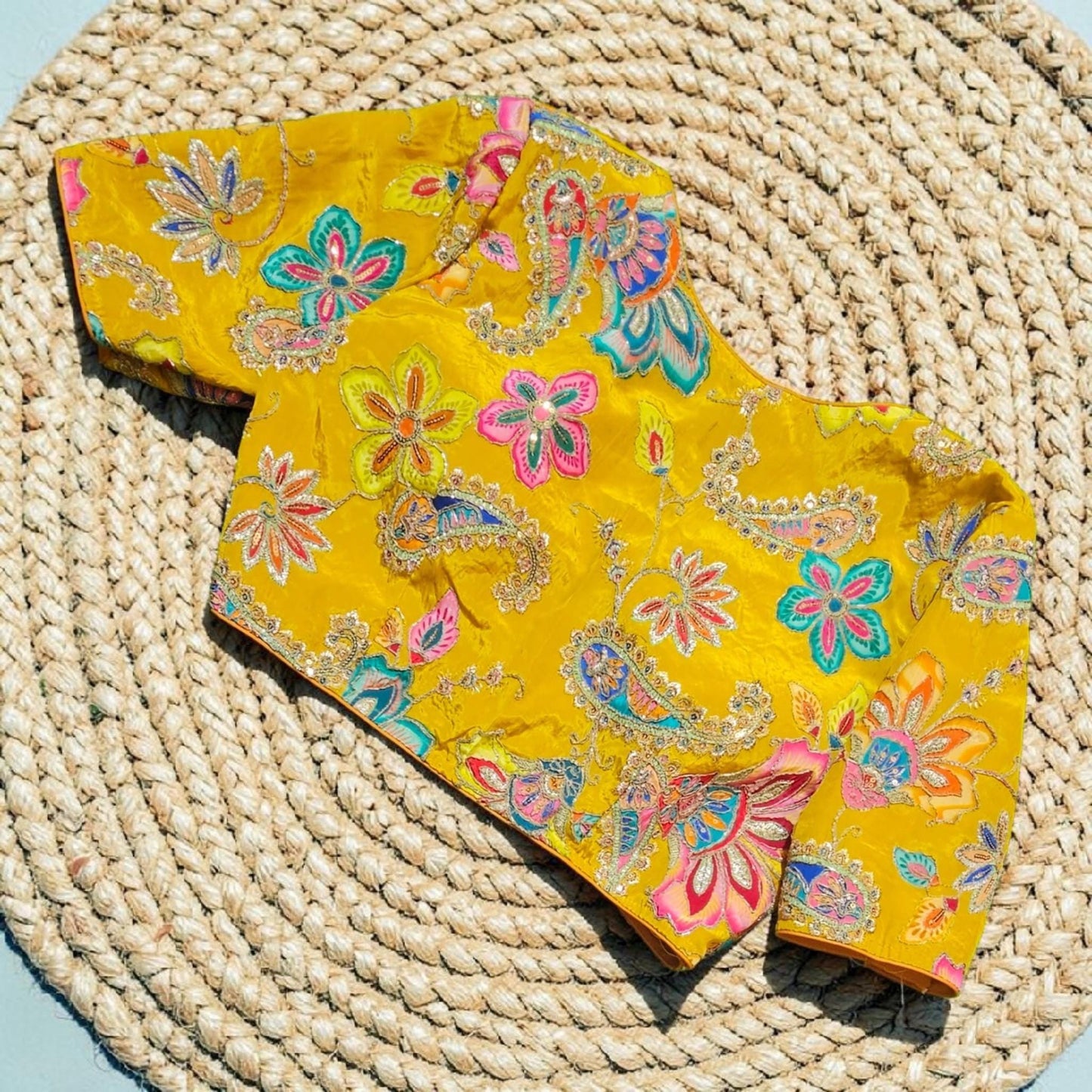 Readymade Floral Saree Blouse | Padded, Size 3646 | Indian Wedding Blouse UK