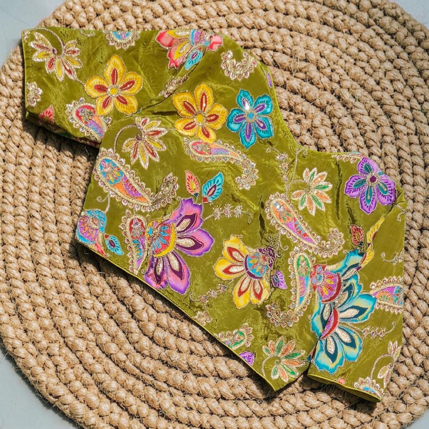 Readymade Floral Saree Blouse | Padded, Size 3646 | Indian Wedding Blouse UK