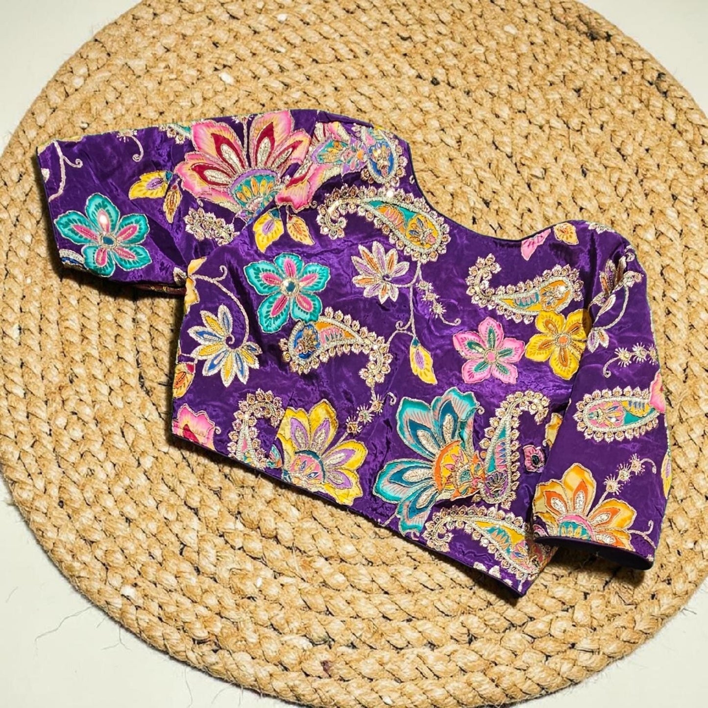 Readymade Floral Saree Blouse | Padded, Size 3646 | Indian Wedding Blouse UK