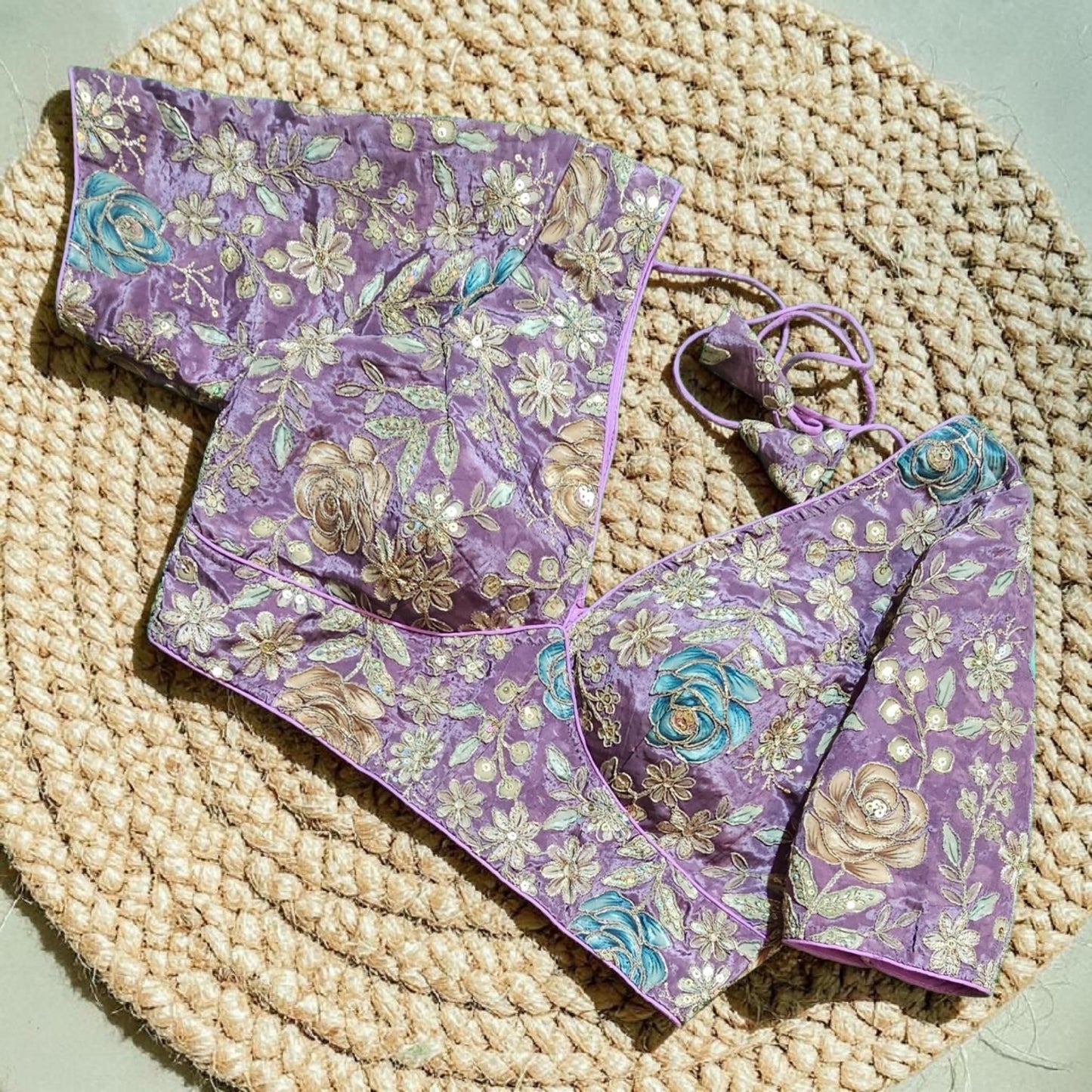 Readymade Floral Saree Blouse | Padded, Size 3646 | Indian Wedding Blouse UK