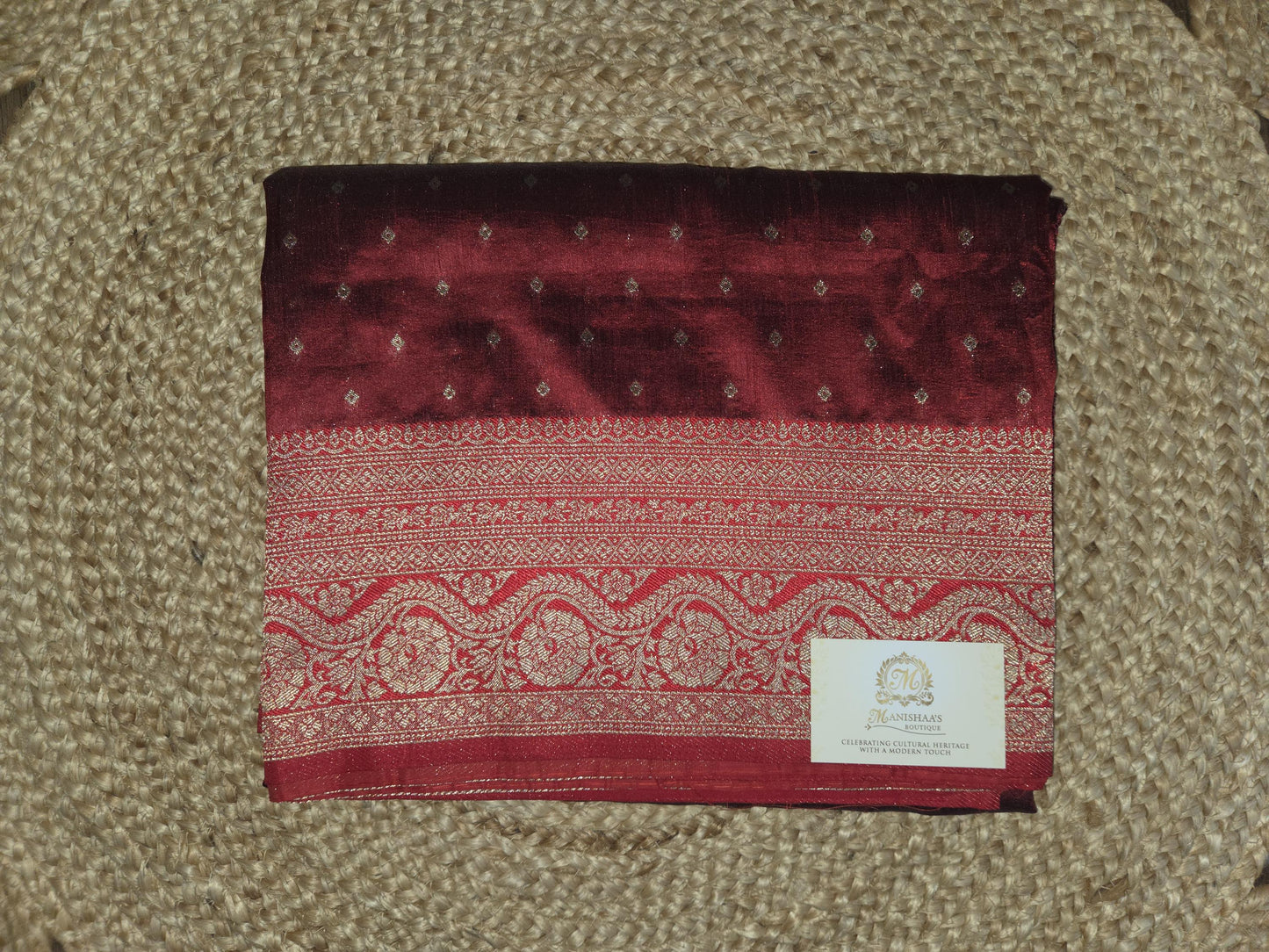 Semi Tussar Silk Banarasi Saree with Gold Zari Weaving, Festive Occasion Wear