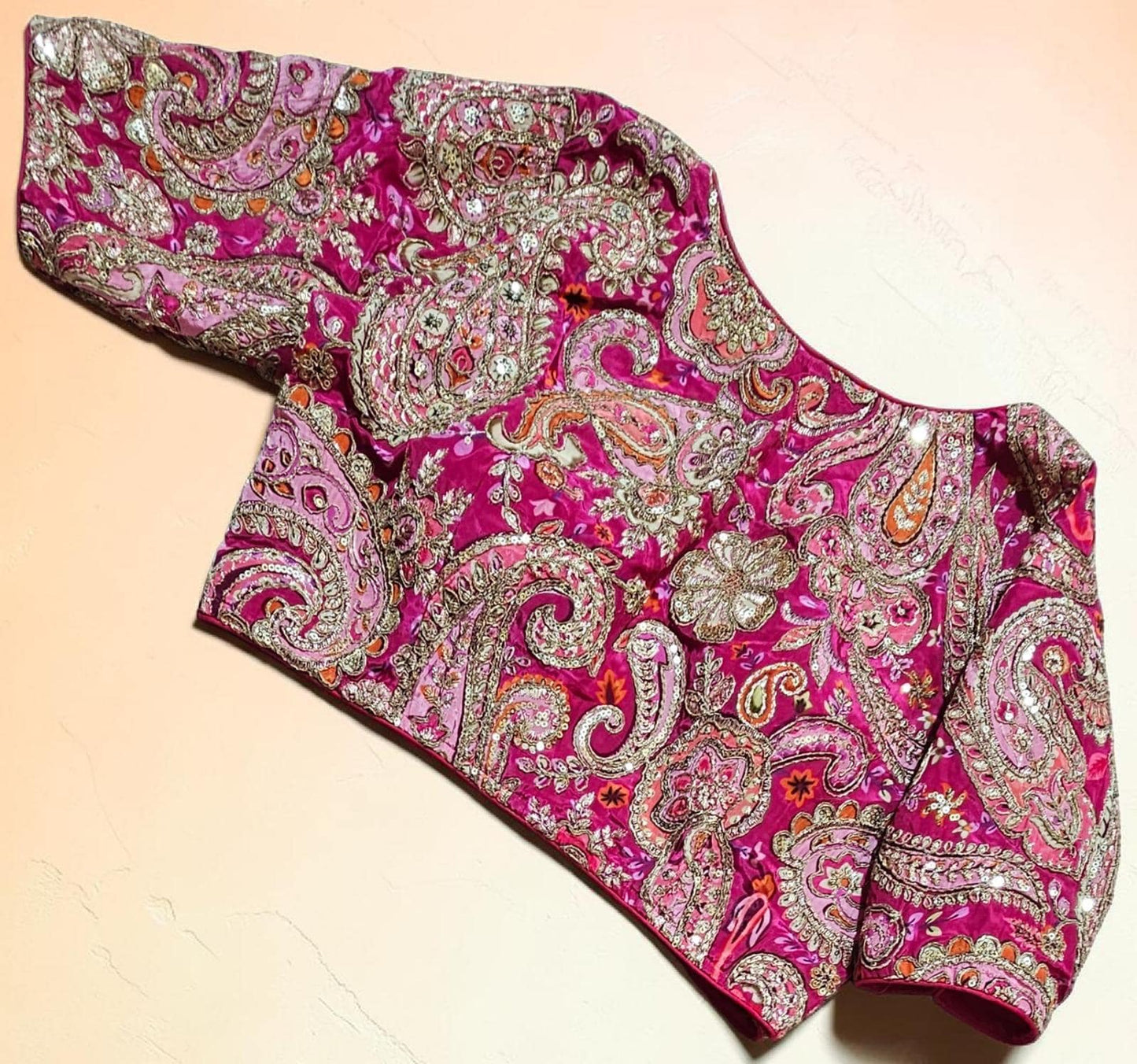 Readymade Crepe Silk Saree Blouse | Padded, Size 3646 | Indian Wedding Blouse UK