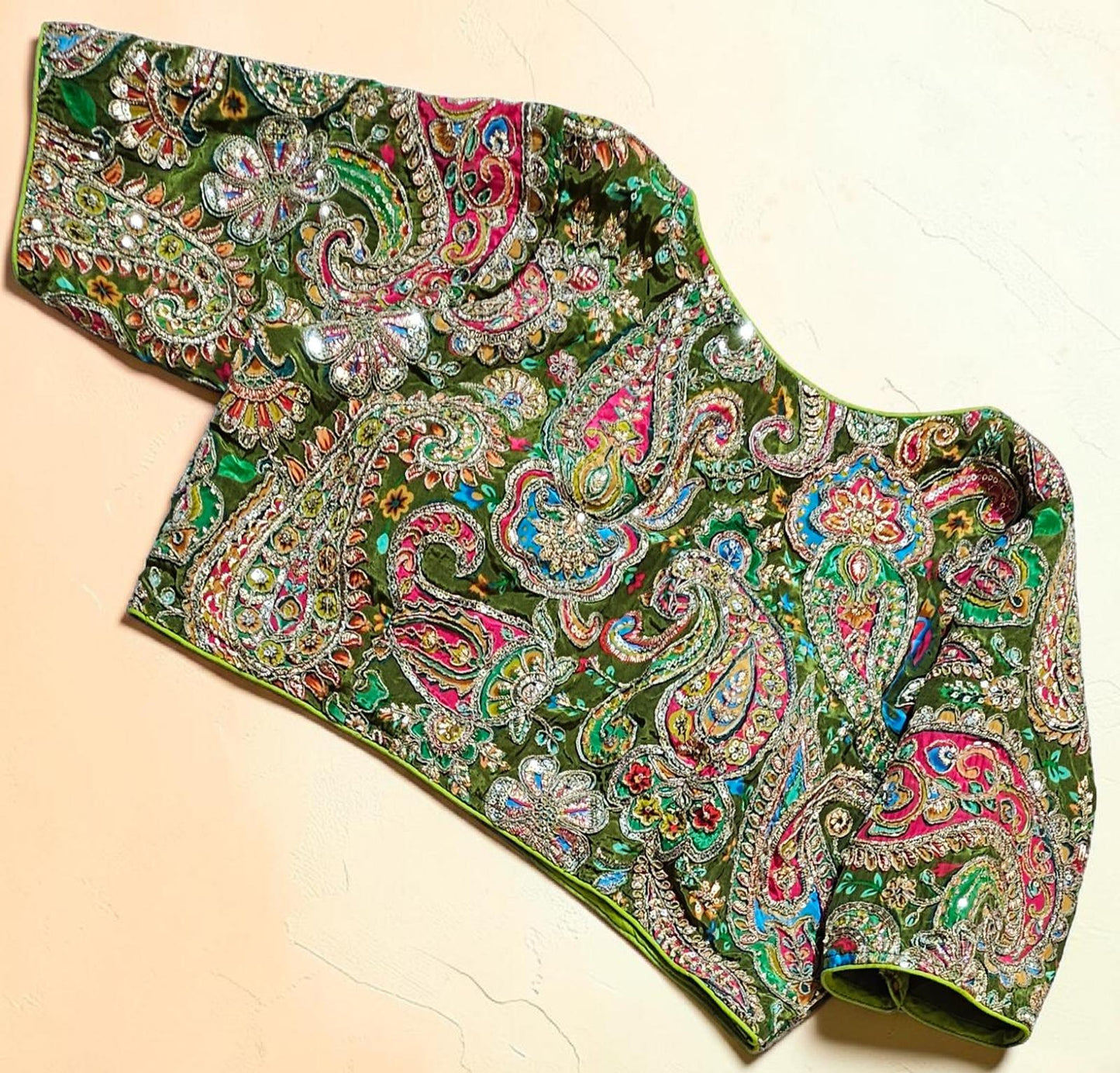 Readymade Crepe Silk Saree Blouse | Padded, Size 3646 | Indian Wedding Blouse UK