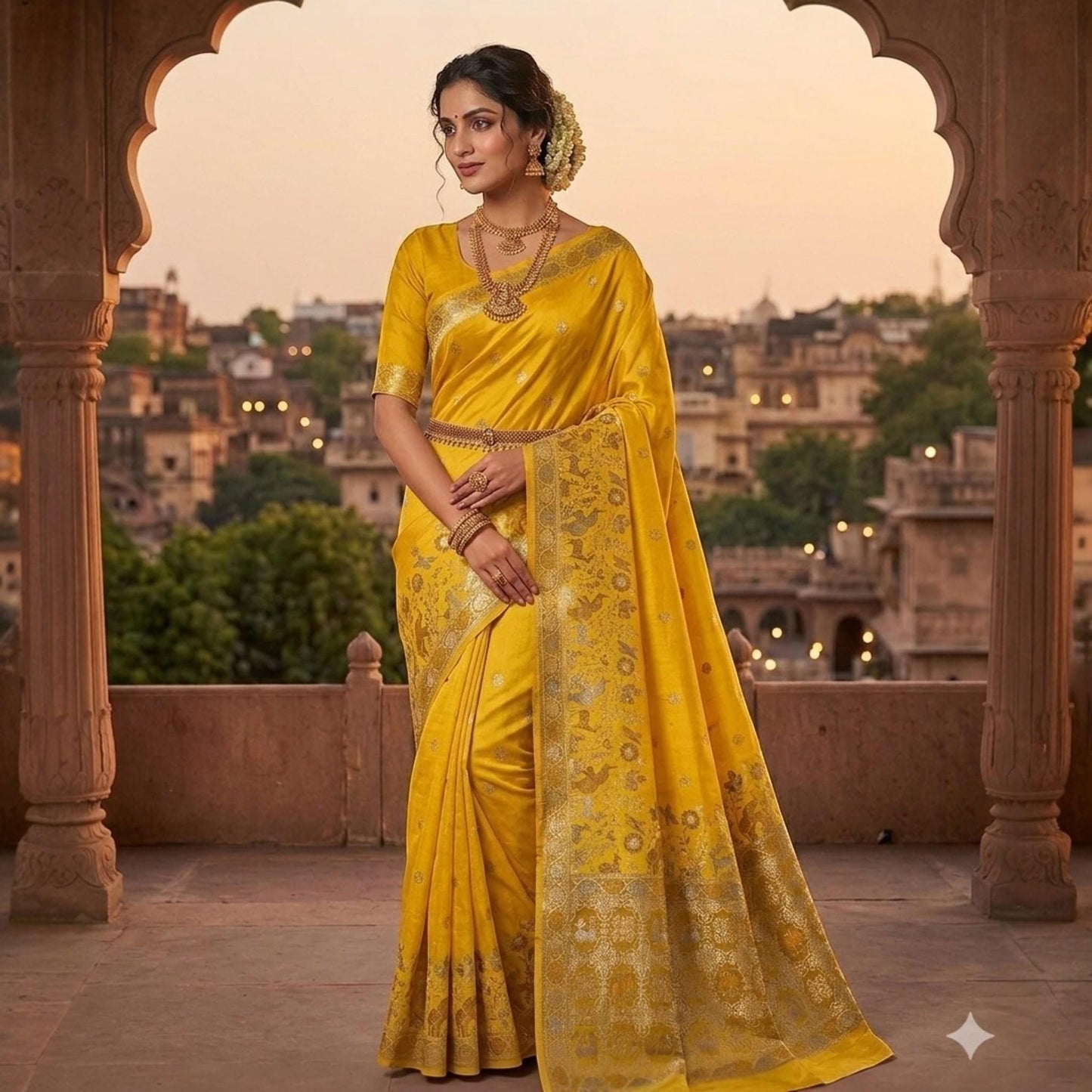 Elephant Motif Dola Silk  Banarsi Saree