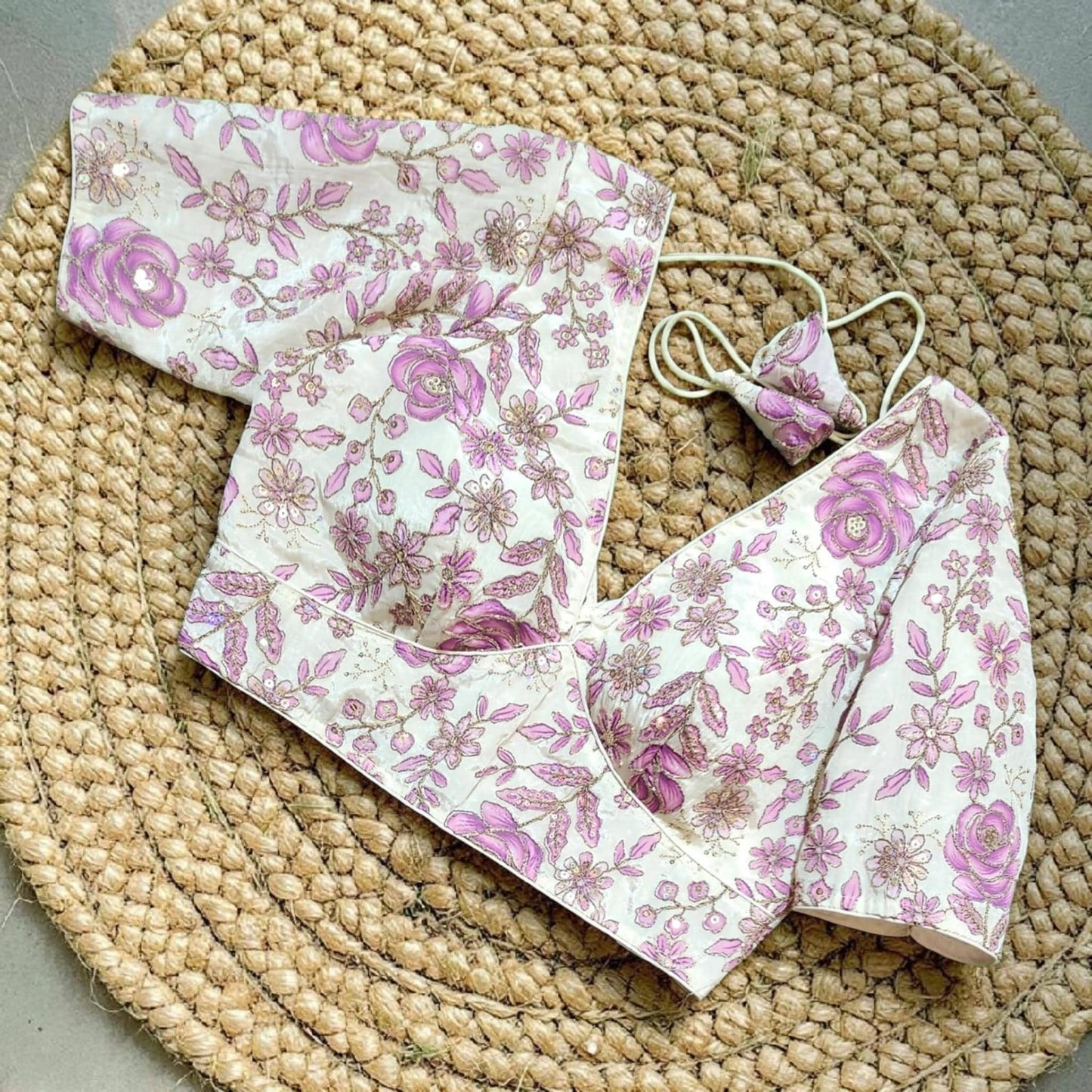 Readymade Floral Saree Blouse | Padded, Size 3646 | Indian Wedding Blouse UK