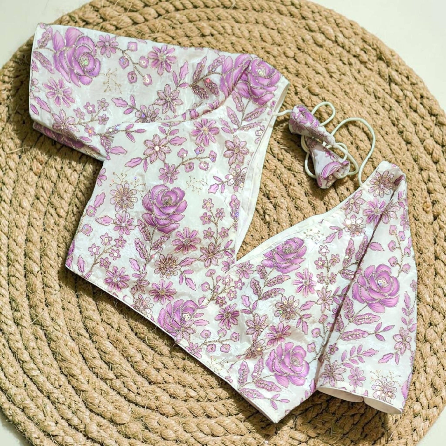 Readymade Floral Saree Blouse | Padded, Size 3646 | Indian Wedding Blouse UK