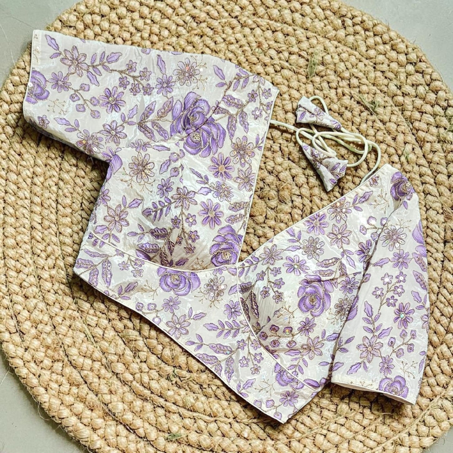 Readymade Floral Saree Blouse | Padded, Size 3646 | Indian Wedding Blouse UK