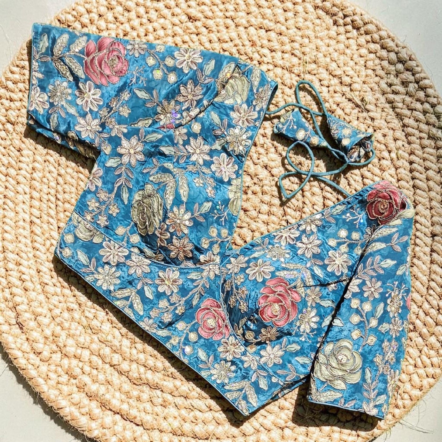 Readymade Floral Saree Blouse | Padded, Size 3646 | Indian Wedding Blouse UK