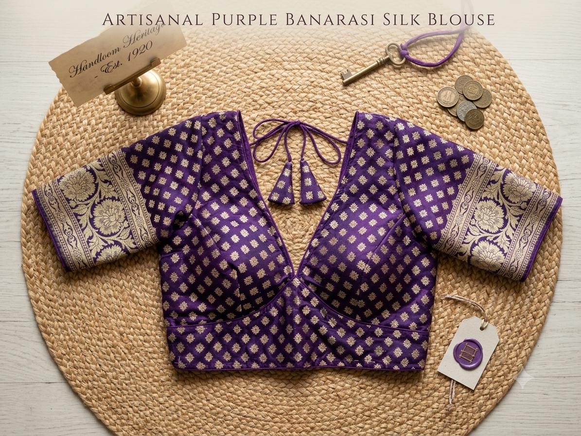 Readymade Banarsi Brocade Saree Blouse | Padded, Size 36 to 46 | Indian Wedding Blouse UK