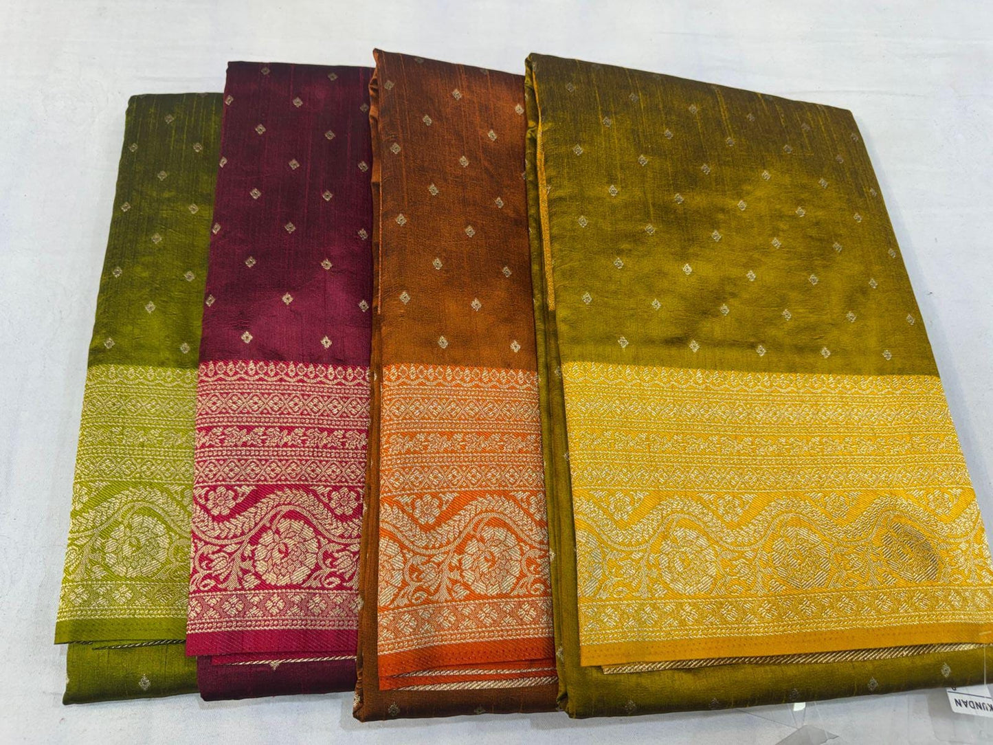 Semi Tussar Silk Banarasi Saree with Gold Zari Weaving, Festive Occasion Wear
