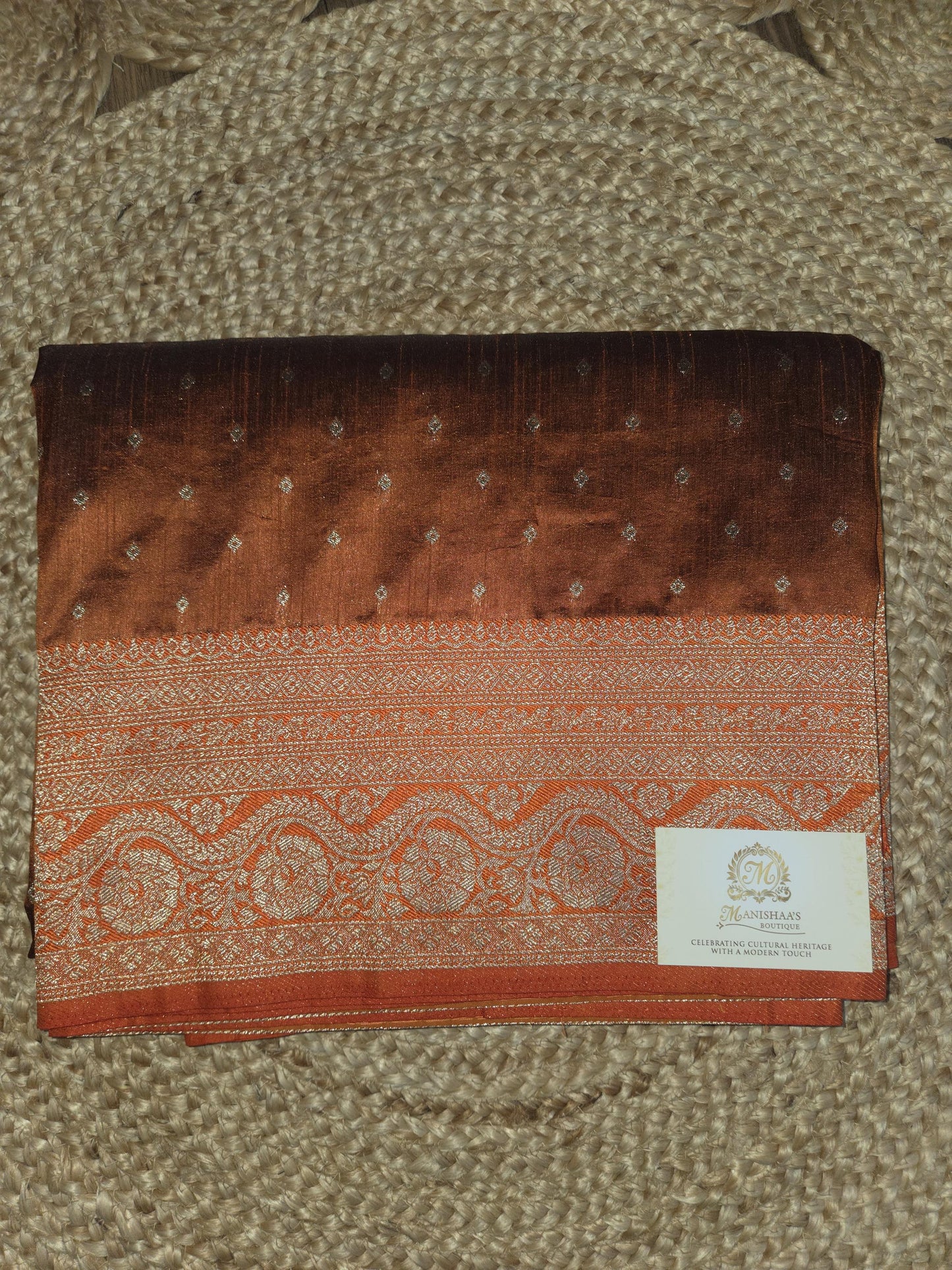 Semi Tussar Silk Banarasi Saree with Gold Zari Weaving, Festive Occasion Wear