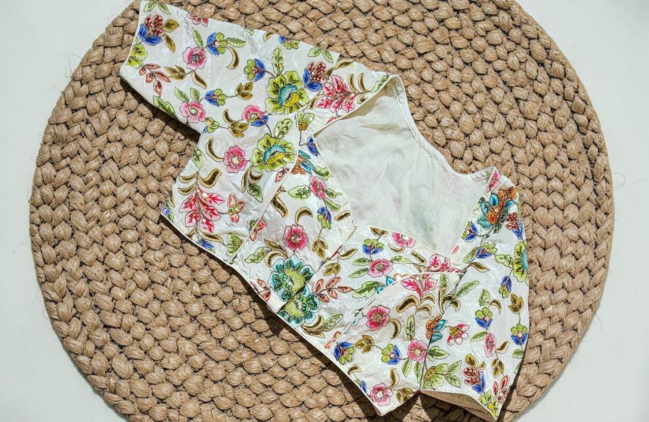 Readymade Floral Saree Blouse | Padded, Size 3646 | Indian Wedding Blouse UK