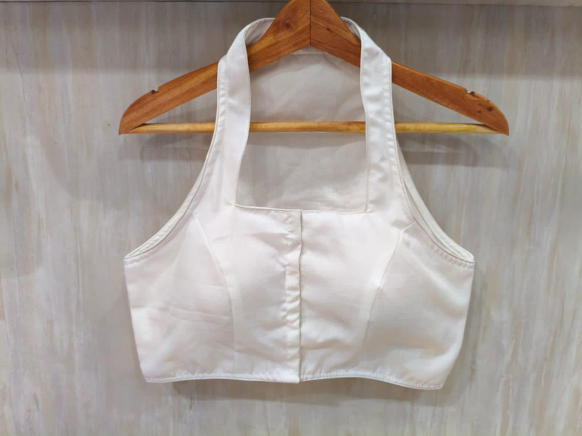 Readymade Saree Blouse | Padded, Size 36-46 | Sleeveless Halter Neck Blouse UK