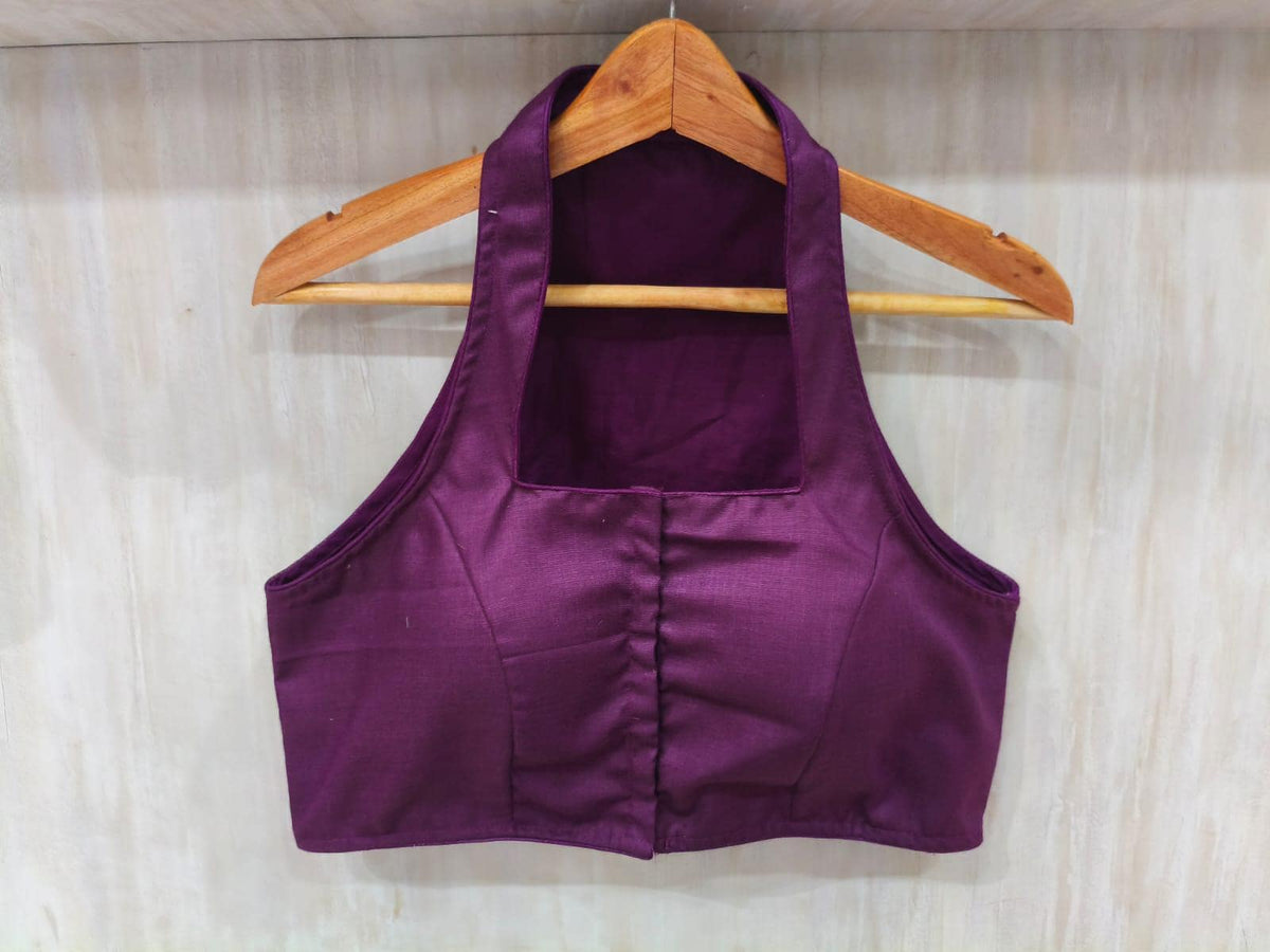 Readymade Saree Blouse | Padded, Size 36-46 | Sleeveless Halter Neck Blouse UK