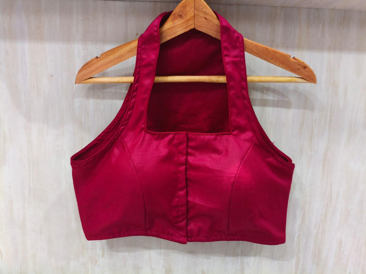 Readymade Saree Blouse | Padded, Size 36-46 | Sleeveless Halter Neck Blouse UK