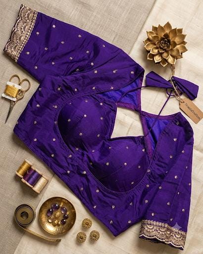 Readymade Saree Blouse | Padded, Size 3646 | Masaba Pattern Blouse UK