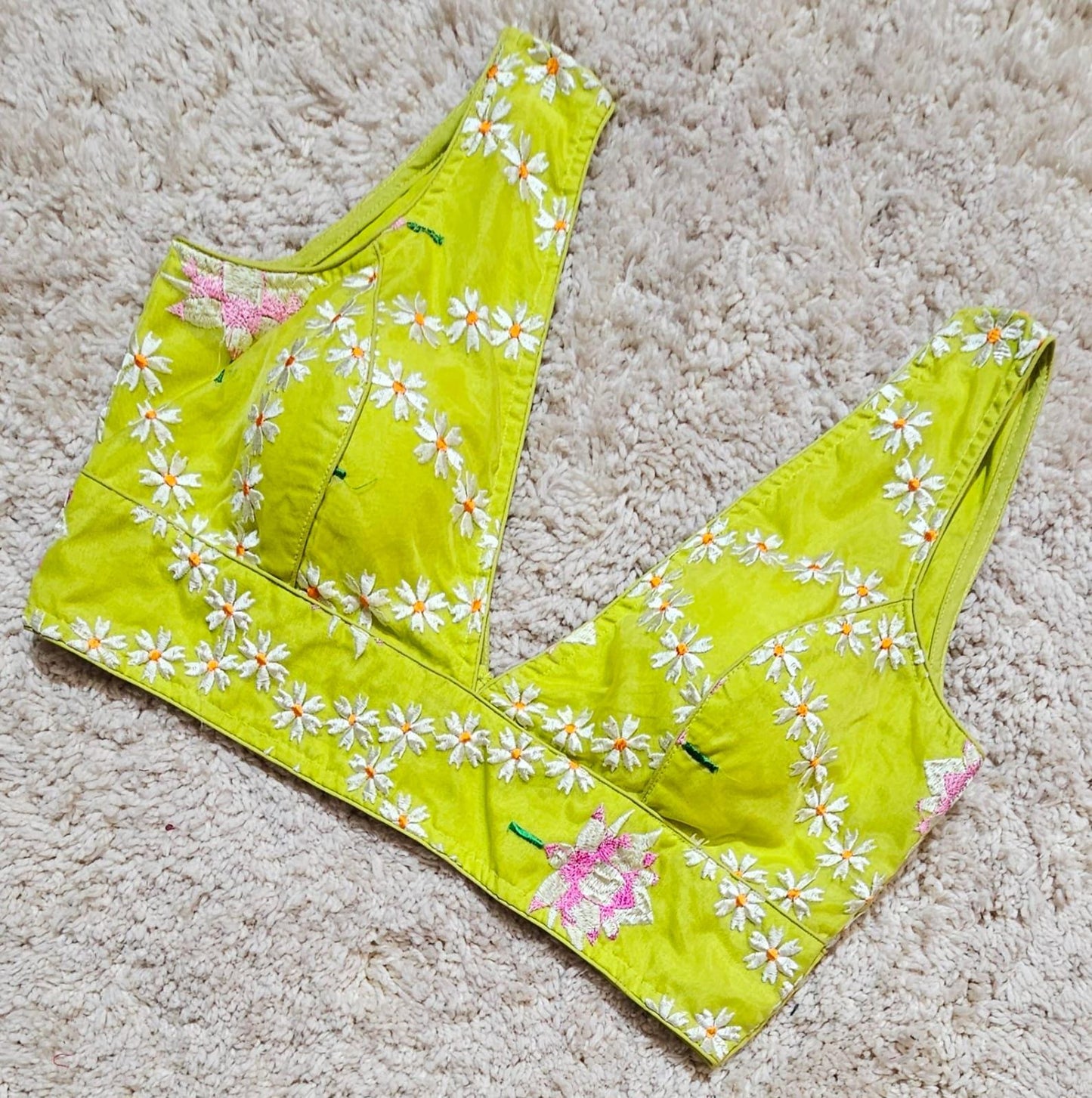Readymade Saree Blouse | Padded, Size 3646 | Sleeveless Deep V Neck Blouse UK