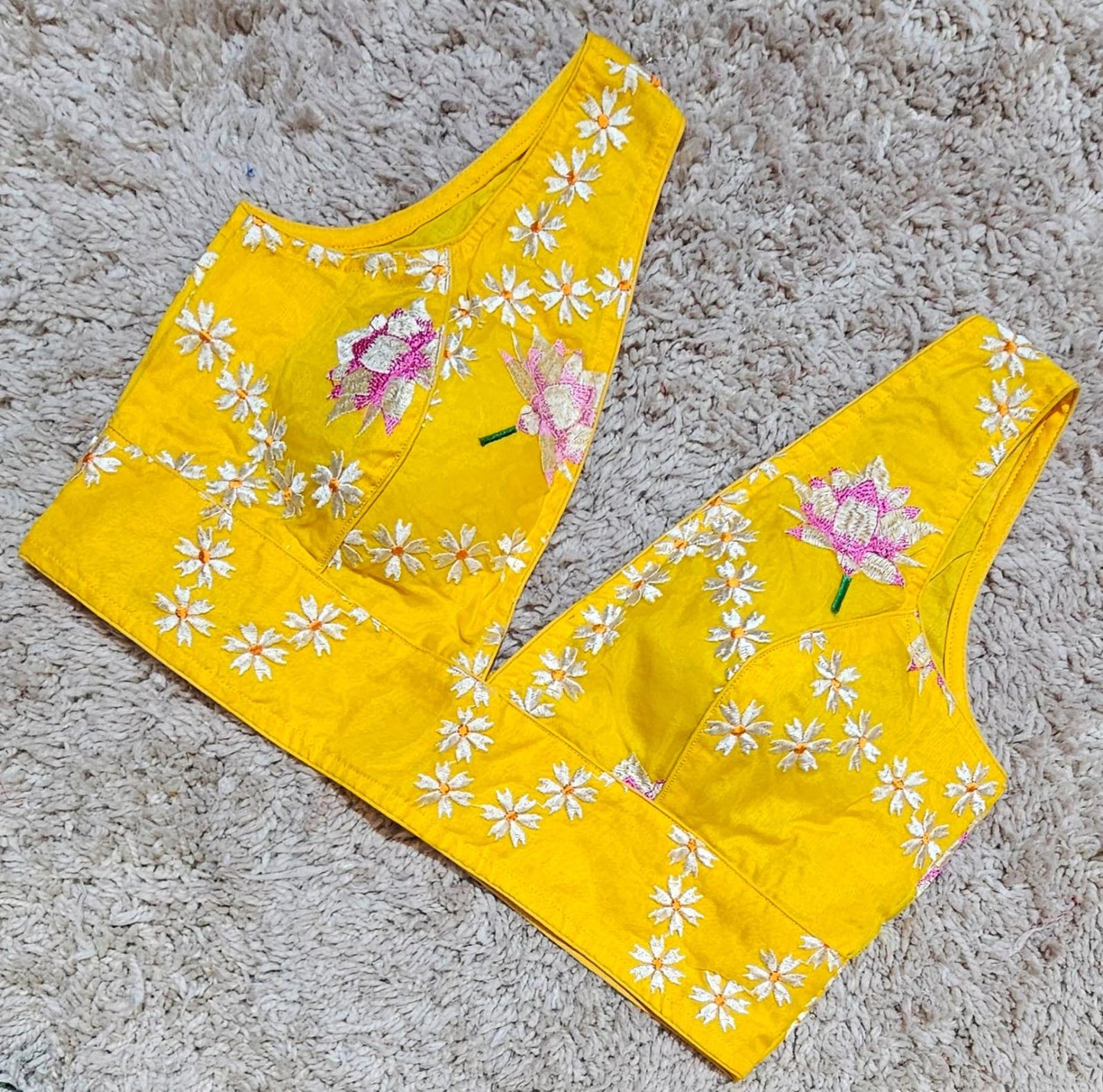 Readymade Saree Blouse | Padded, Size 3646 | Sleeveless Deep V Neck Blouse UK